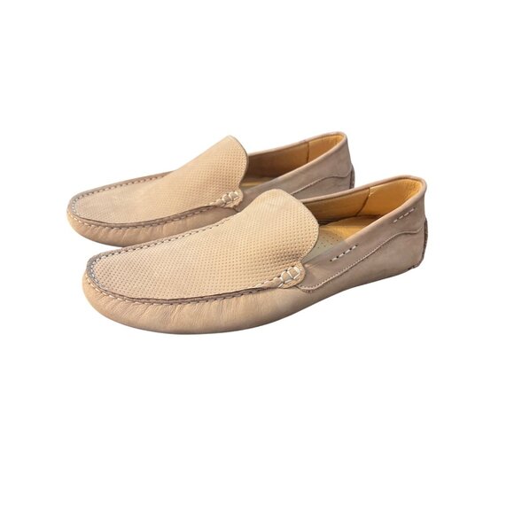Massimo Matteo Firenze Tan Leather Driving Shoes Loafers Perforated Slip On 10.5 - Picture 1 of 9